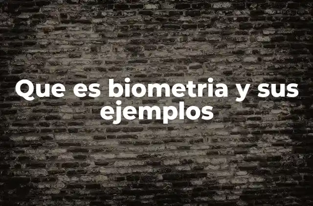 Que es Biometria y Sus Ejemplos