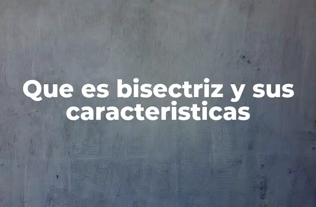 Que es Bisectriz y Sus Caracteristicas