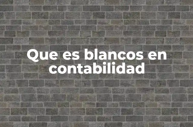 Que es Blancos en Contabilidad