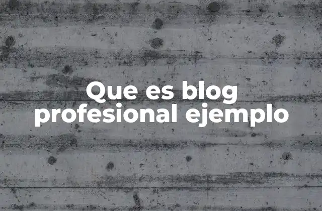 Que es Blog Profesional Ejemplo