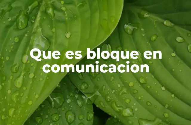 Que es Bloque en Comunicacion