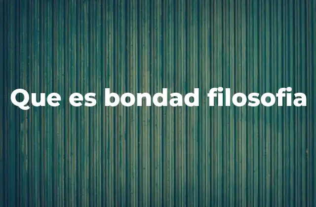 Que es Bondad Filosofia