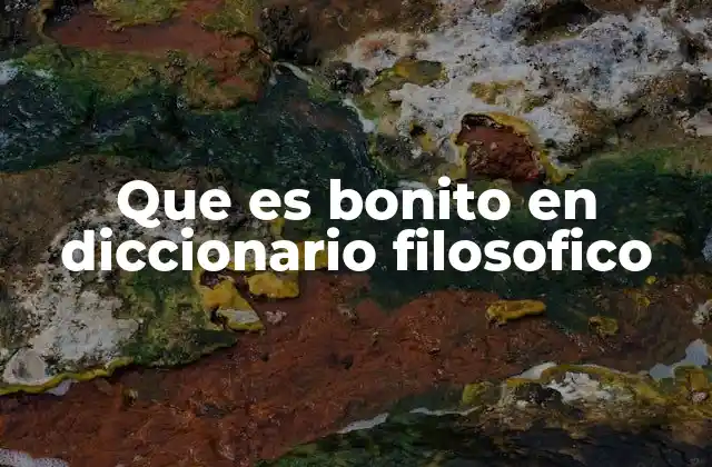 Que es Bonito en Diccionario Filosofico
