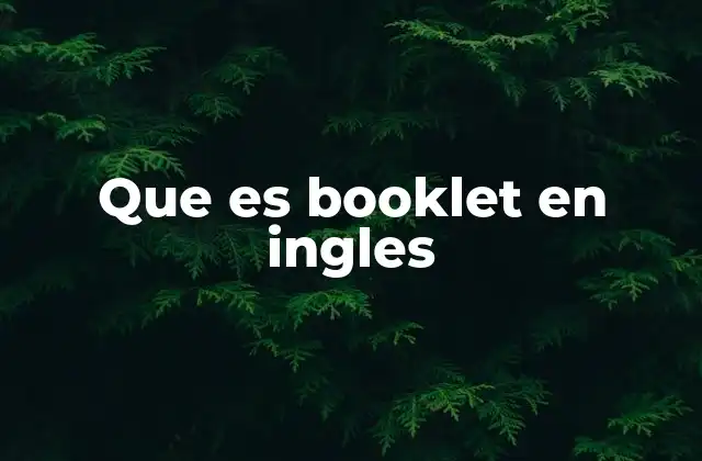 Que es Booklet en Ingles