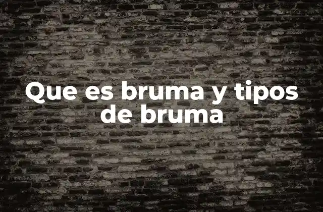 Que es Bruma y Tipos de Bruma