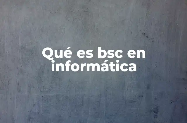 Qué es Bsc en Informática