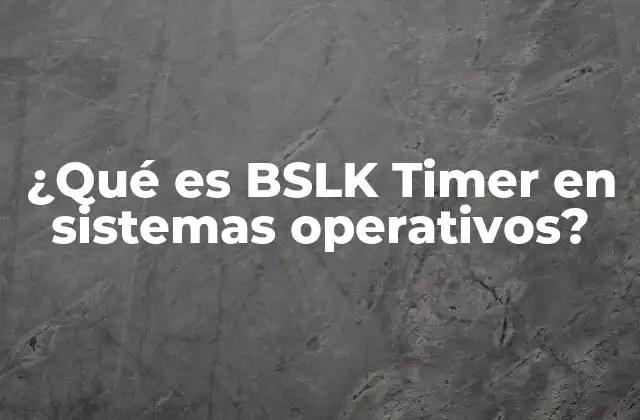 ¿qué es Bslk Timer en Sistemas Operativos?