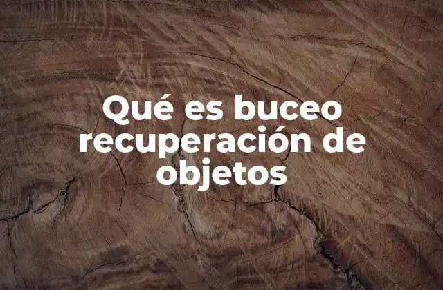 Qué es Buceo Recuperación de Objetos