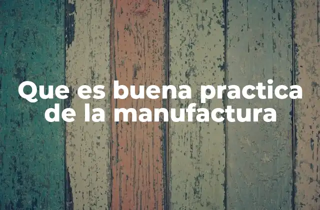 Que es Buena Practica de la Manufactura