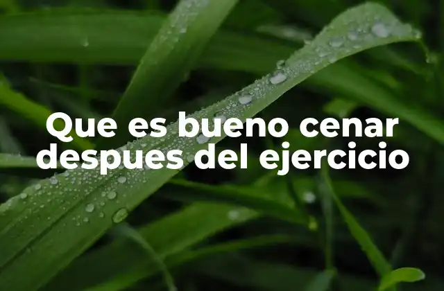 Que es Bueno Cenar Despues Del Ejercicio