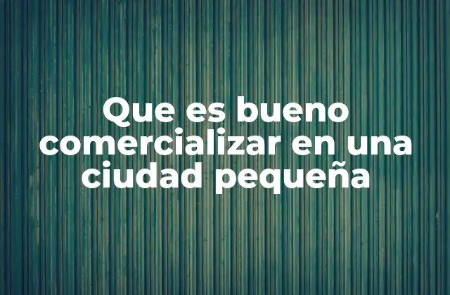 Que es Bueno Comercializar en una Ciudad Pequeña