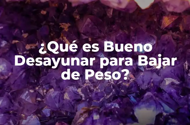 ¿qué es Bueno Desayunar para Bajar de Peso?