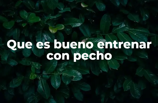 Que es Bueno Entrenar con Pecho