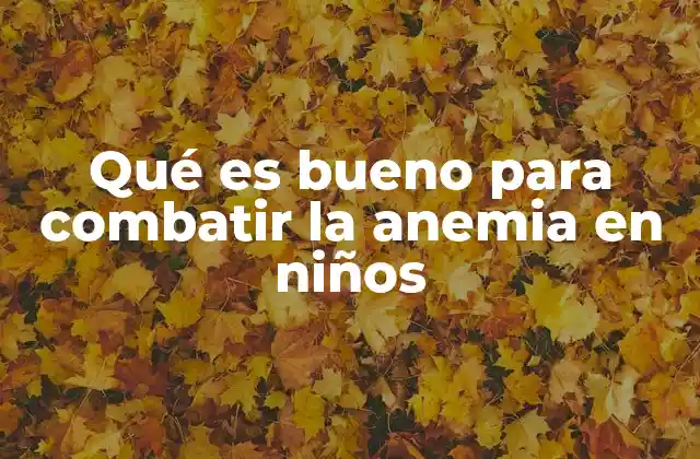 Qué es Bueno para Combatir la Anemia en Niños