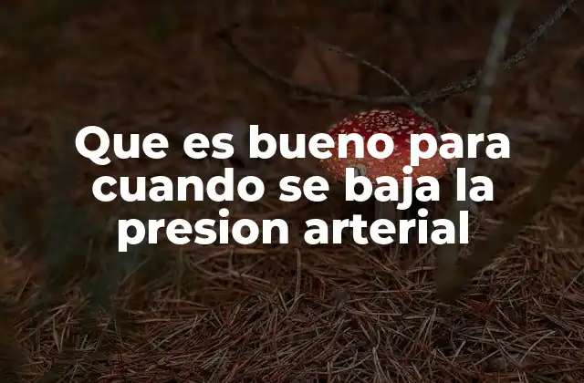 Que es Bueno para Cuando Se Baja la Presion Arterial