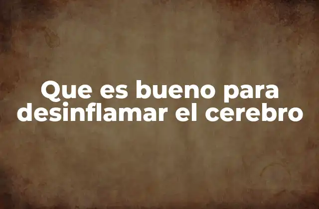 Que es Bueno para Desinflamar el Cerebro