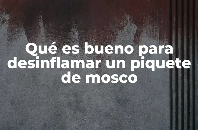 Qué es Bueno para Desinflamar un Piquete de Mosco