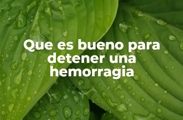 Que es Bueno para Detener una Hemorragia