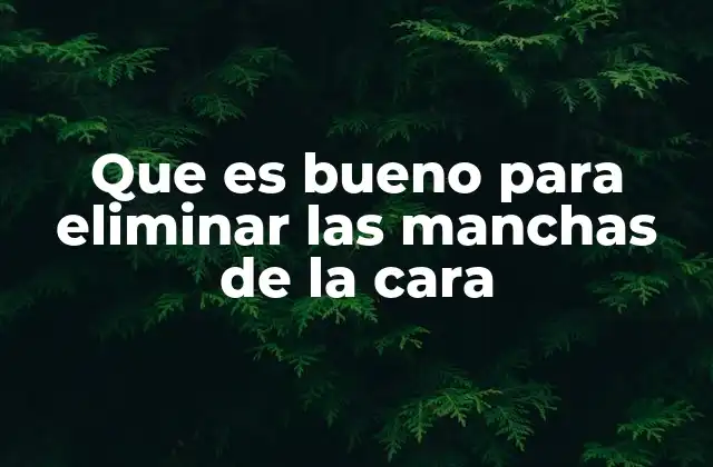 Que es Bueno para Eliminar las Manchas de la Cara