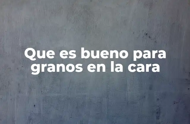 Que es Bueno para Granos en la Cara