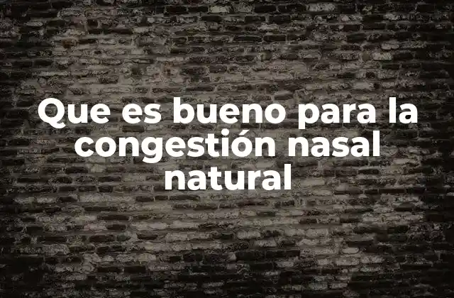 Que es Bueno para la Congestión Nasal Natural