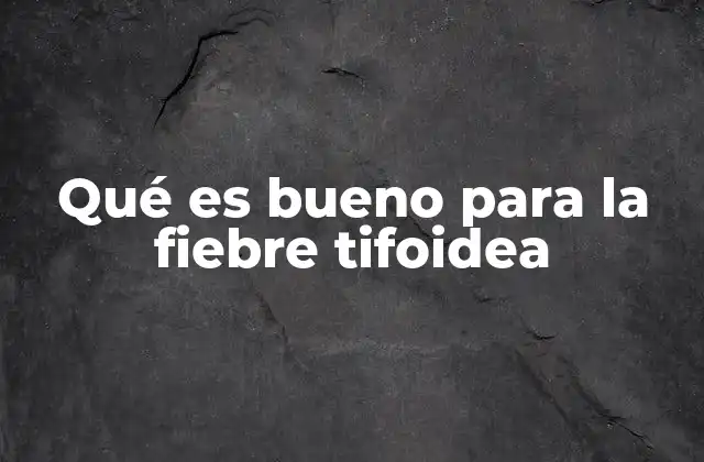 Qué es Bueno para la Fiebre Tifoidea