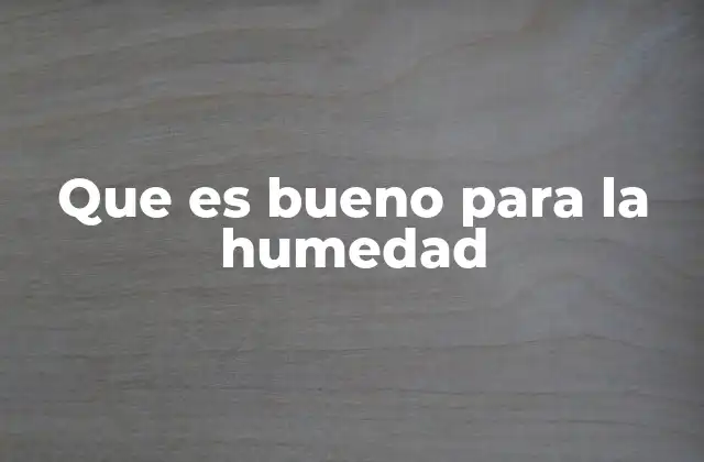 Que es Bueno para la Humedad
