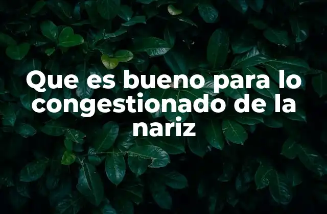 Que es Bueno para Lo Congestionado de la Nariz