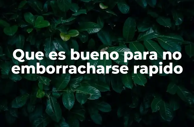 Que es Bueno para No Emborracharse Rapido