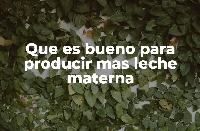 Que es Bueno para Producir mas Leche Materna