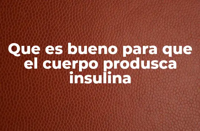 Que es Bueno para que el Cuerpo Produsca Insulina