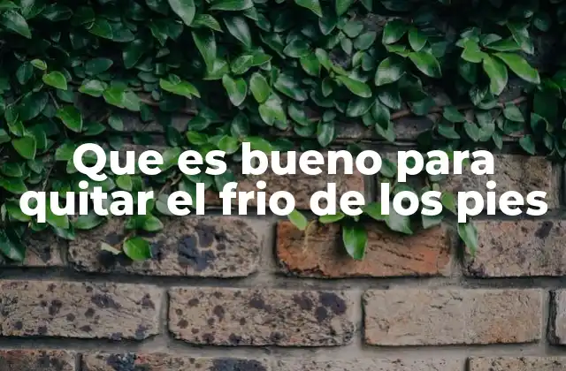 Que es Bueno para Quitar el Frio de los Pies