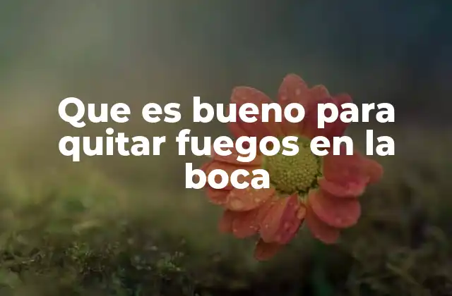 Que es Bueno para Quitar Fuegos en la Boca