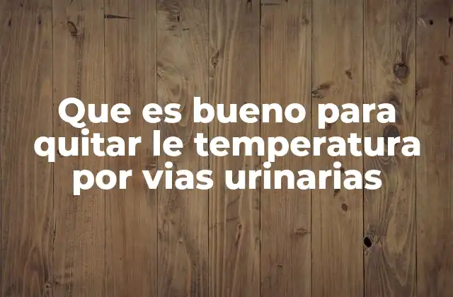 Que es Bueno para Quitar Le Temperatura por Vias Urinarias