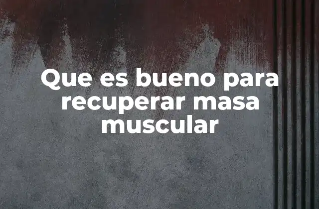 Que es Bueno para Recuperar Masa Muscular