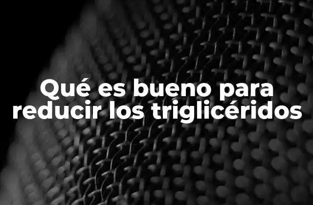 Qué es Bueno para Reducir los Triglicéridos