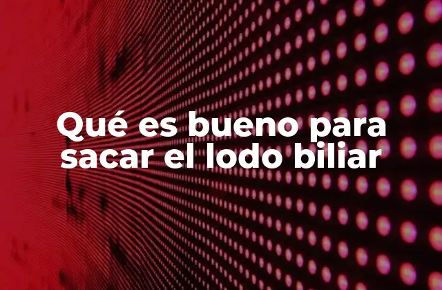 Qué es Bueno para Sacar el Lodo Biliar