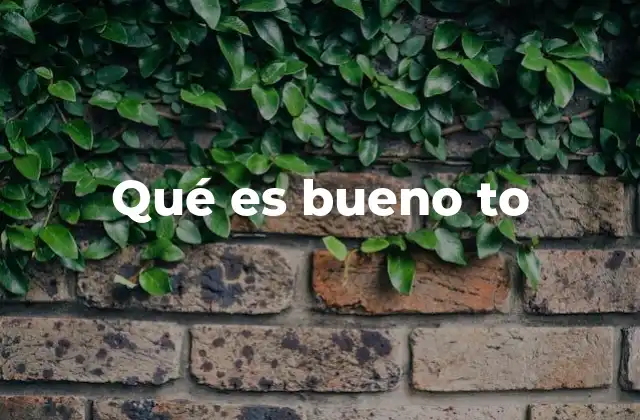 Qué es Bueno To