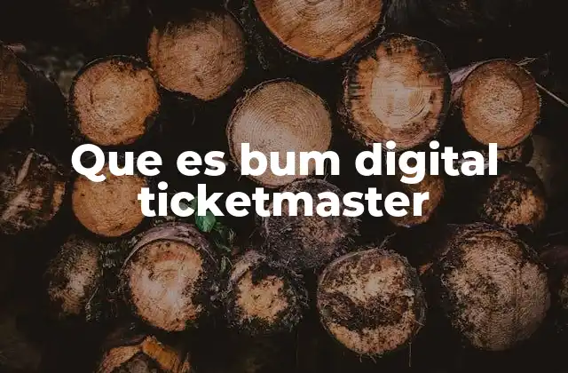 Que es Bum Digital Ticketmaster