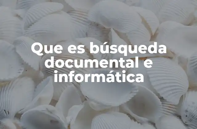Que es Búsqueda Documental e Informática