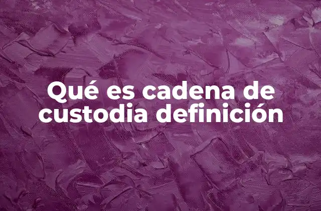 Qué es Cadena de Custodia Definición