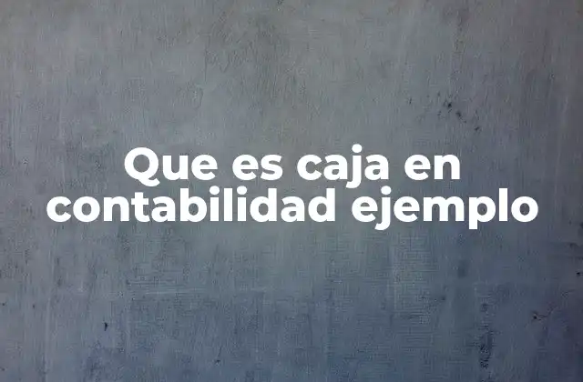 Que es Caja en Contabilidad Ejemplo