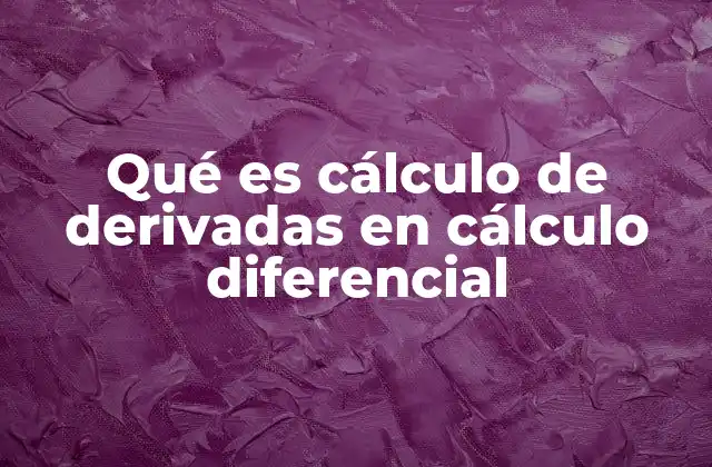 Qué es Cálculo de Derivadas en Cálculo Diferencial