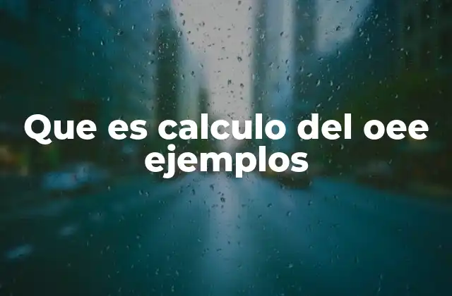 Que es Calculo Del Oee Ejemplos
