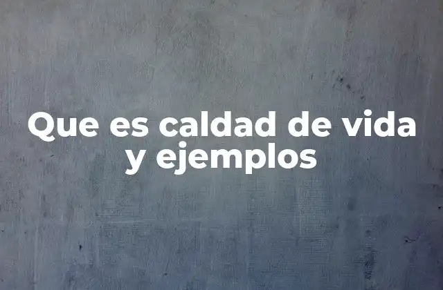 Que es Caldad de Vida y Ejemplos