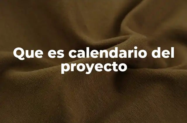 Que es Calendario Del Proyecto