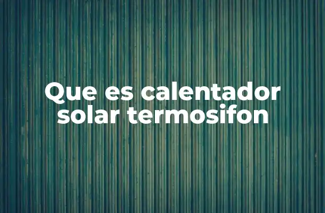 Que es Calentador Solar Termosifon