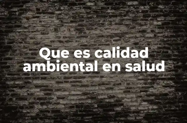 Que es Calidad Ambiental en Salud