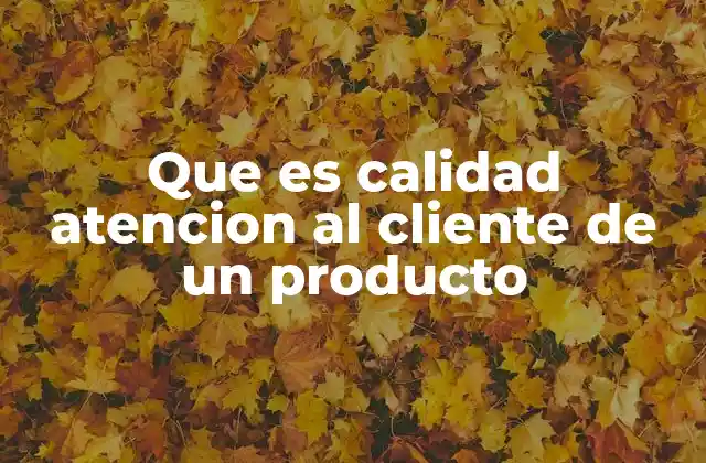 Que es Calidad Atencion Al Cliente de un Producto