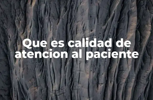 Que es Calidad de Atencion Al Paciente